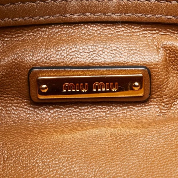 Auth MIUMIU Shoulder Bag Brown Leather/Goldtone - Picture 6 of 9